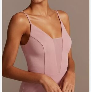 David's bridal skinny strap Illusion Deep-V dress size 4